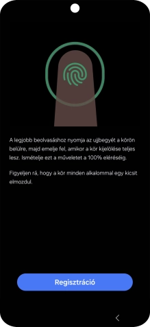 Kövesd a kijelzőn megjelenő utasításokat képernyőzár létrehozásához ujjlenyomattal.