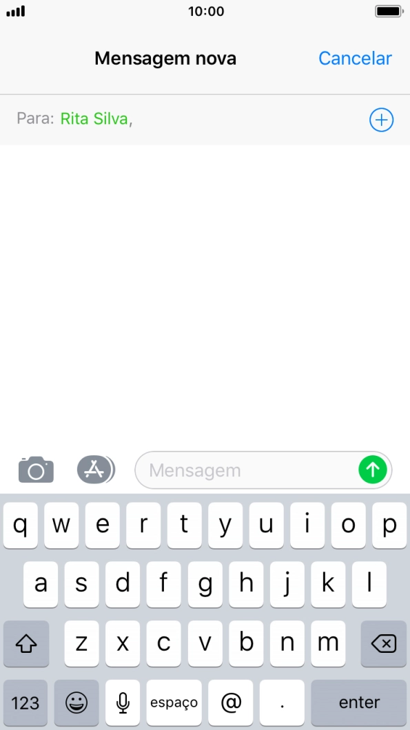 Prima o campo de escrita e escreva o texto da sua mensagem curta.