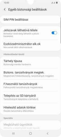 Válaszd a SIM PIN beállításai lehetőséget.