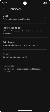 Prima Preferências de rede.