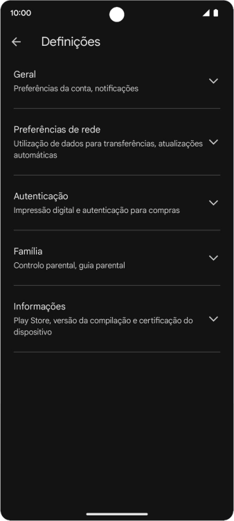 Prima Preferências de rede.
