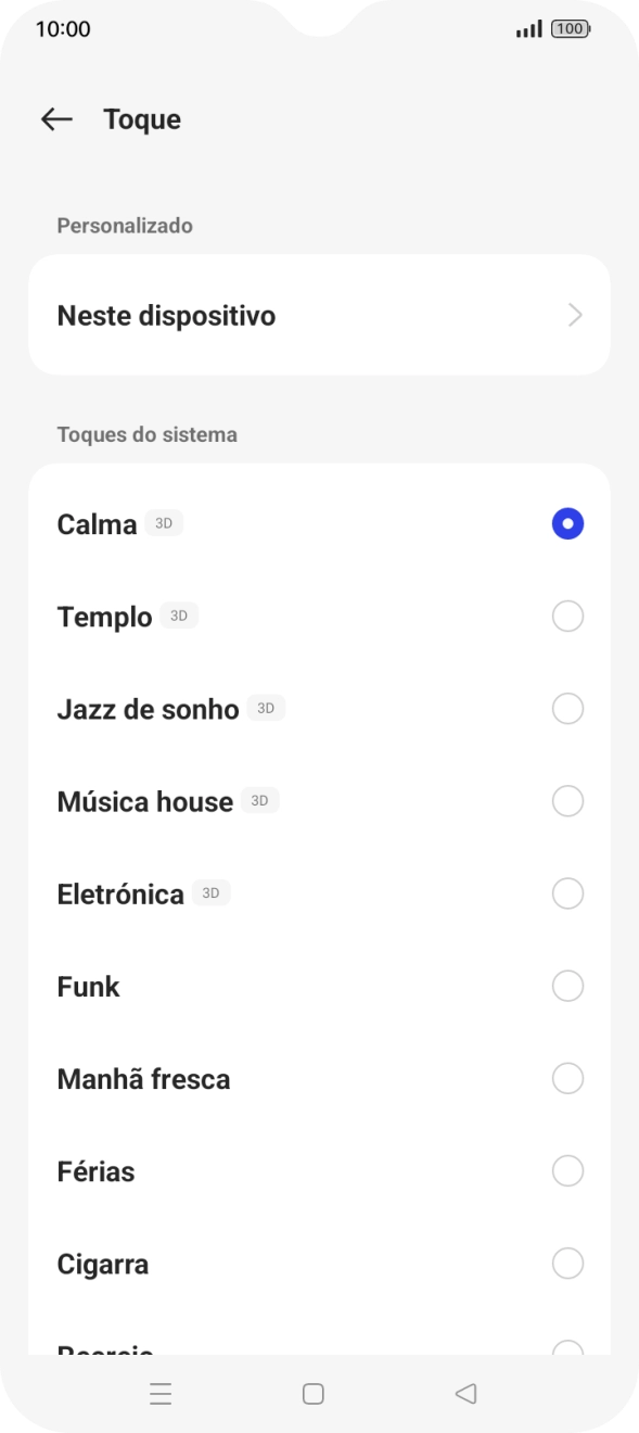 Prima os tons de toque pretendidos para os ouvir.