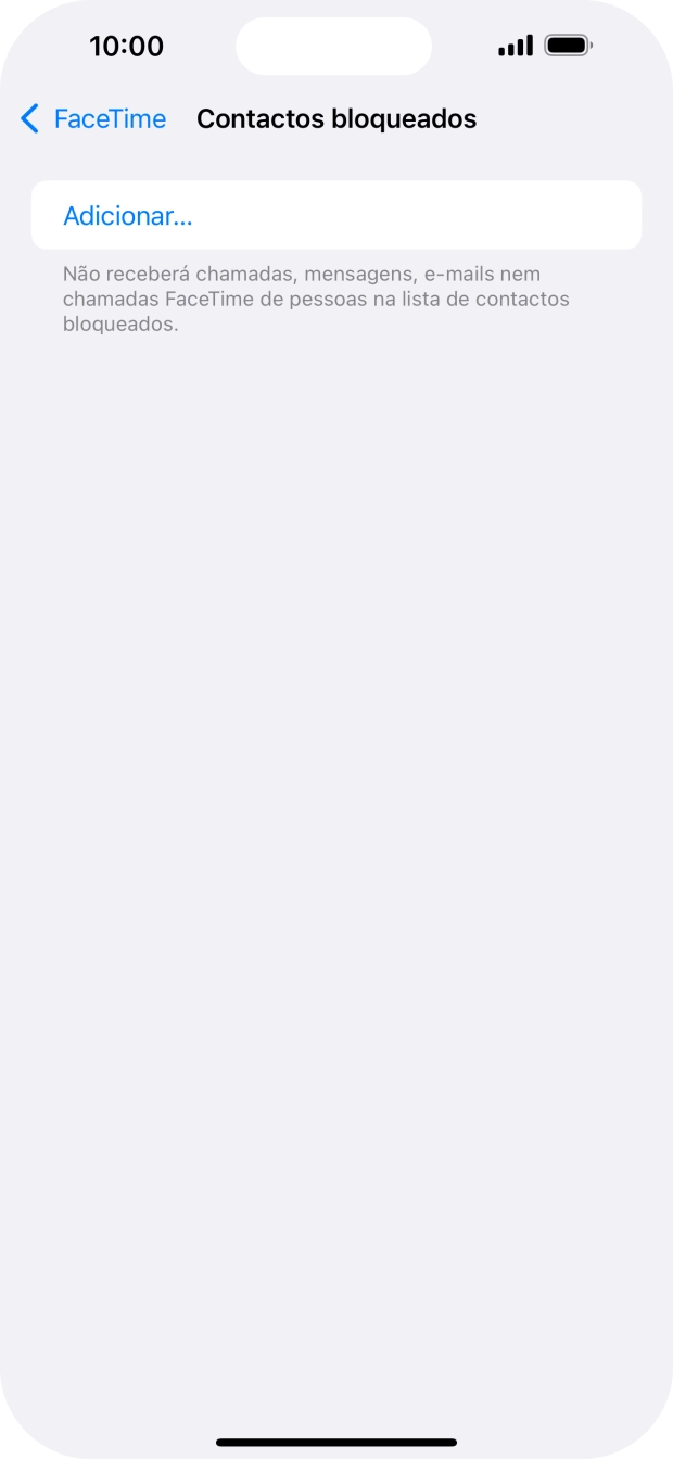 Prima Adicionar... e siga as indicações no ecrã para bloquear um contacto.
