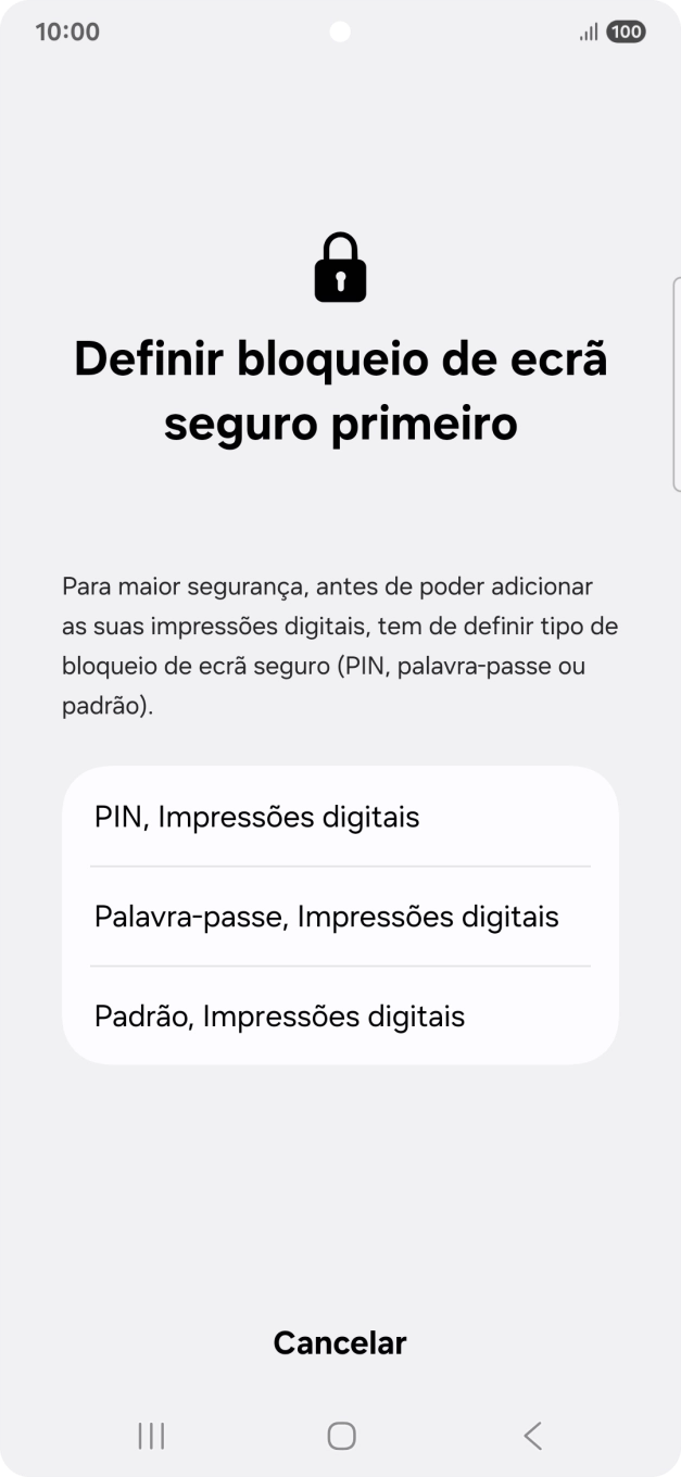 Prima o código de bloqueio do telefone pretendido e siga as indicações no ecrã para estabelecer um código de bloqueio adicional.