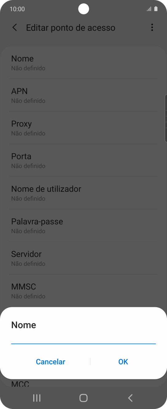 Introduza Vodafone Internet e prima OK.