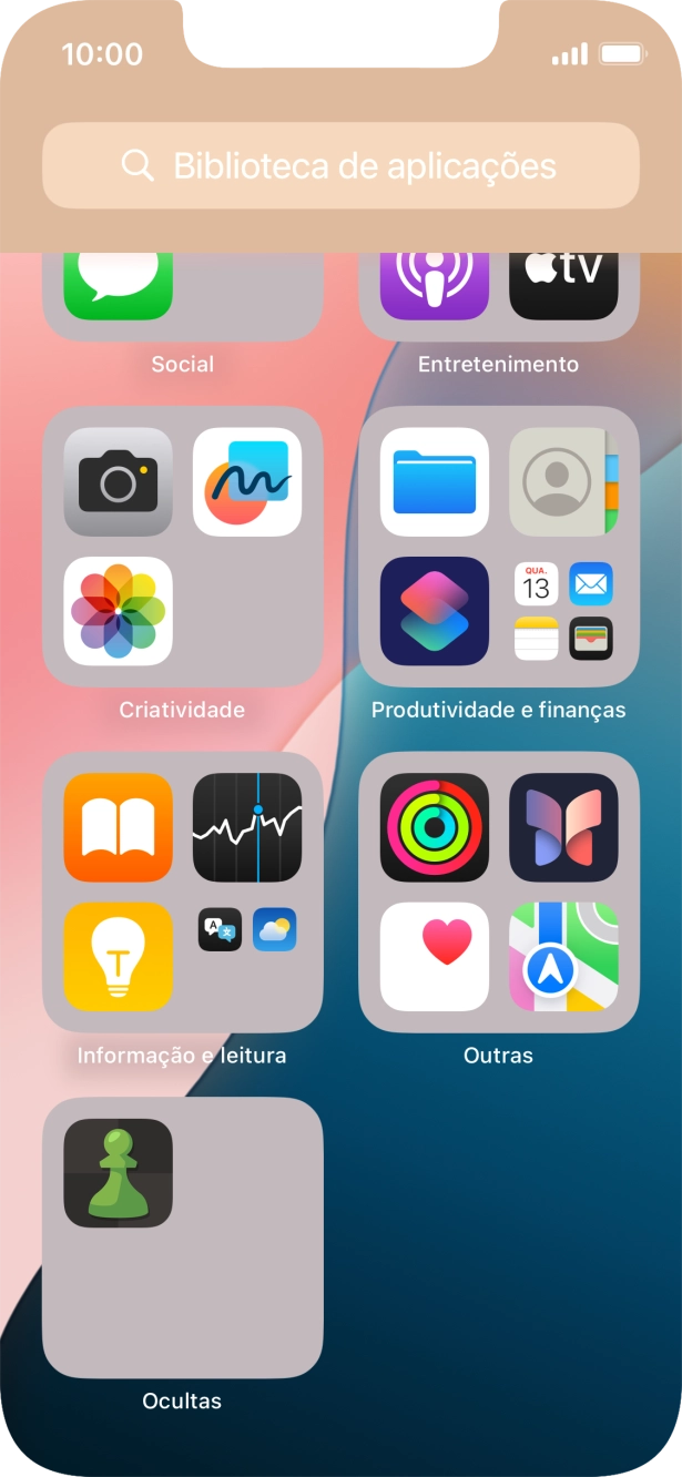 Mantenha premida por um momento a app pretendida.