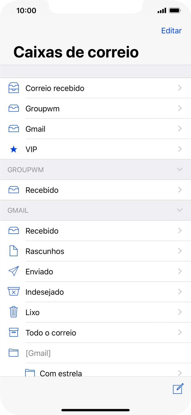 Prima a conta de e-mail pretendida.