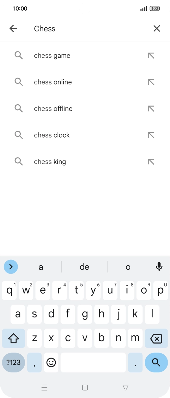 Introduza o nome ou categoria da app pretendida e prima o ícone para pesquisar.