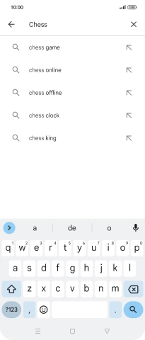 Introduza o nome ou categoria da app pretendida e prima o ícone para pesquisar.