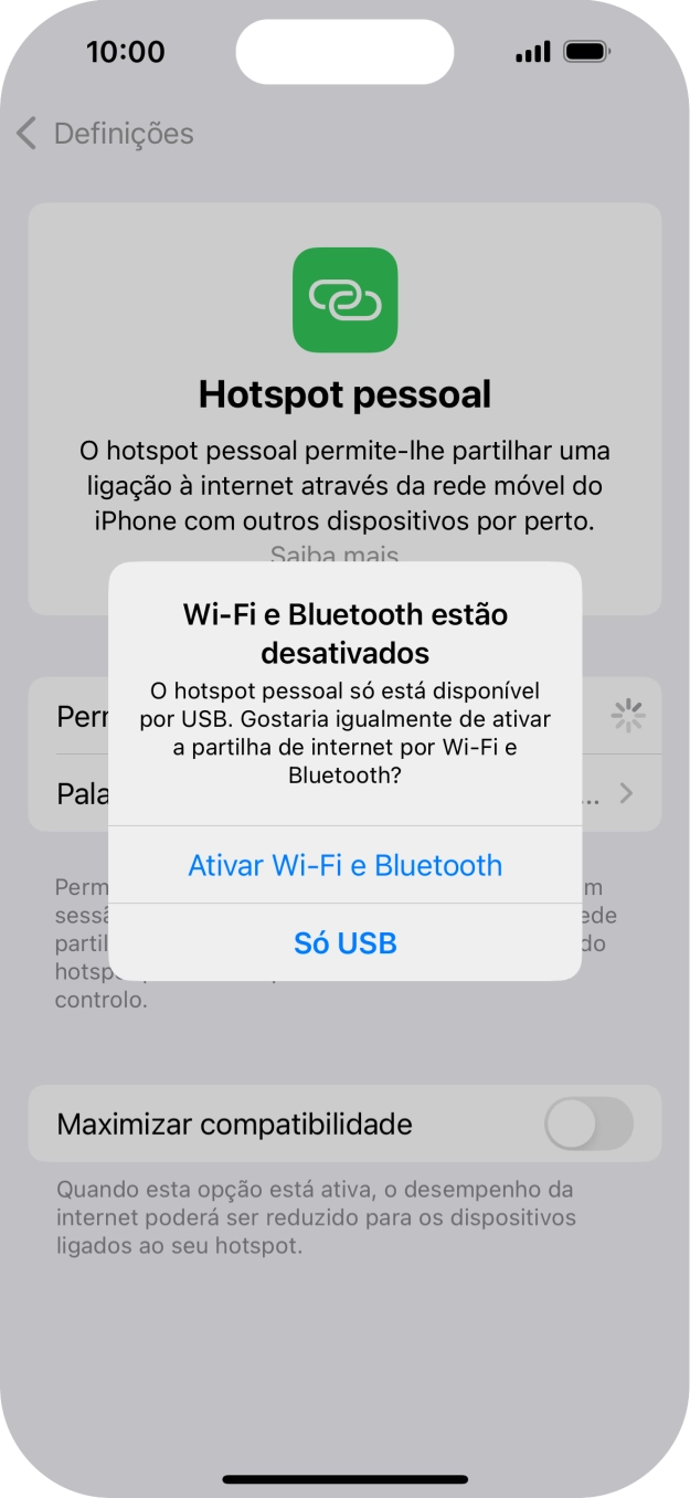 Se o Wi-Fi estiver desativado, prima Ativar Wi-Fi e Bluetooth.