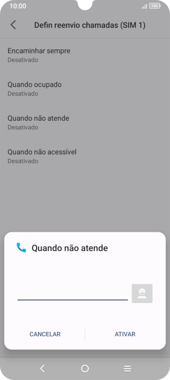 Introduza 123 e prima ATIVAR.