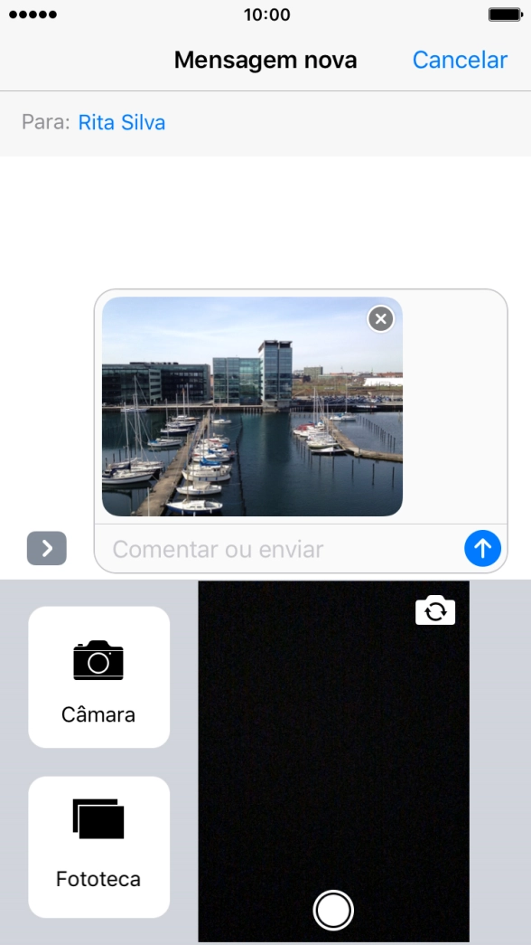 Prima o ícone para enviar quando terminar de escrever a iMessage.