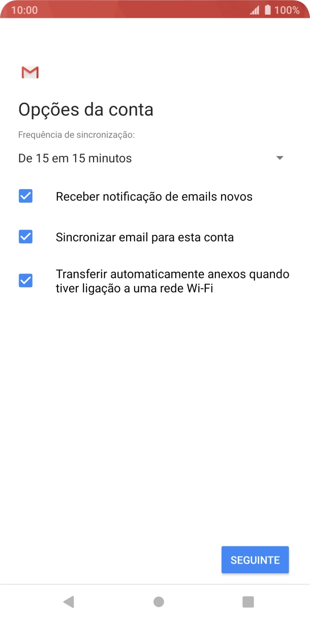 Se o ecrã mostrar esta imagem, a sua conta foi identificada e configurada automaticamente. Siga as indicações no ecrã para introduzir informações adicionais e concluir a configuração.