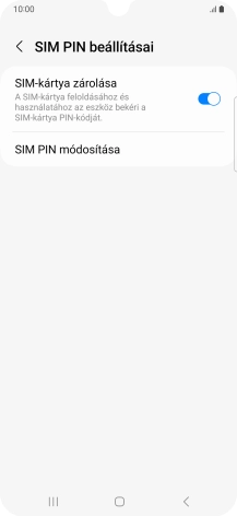 Kattints a „SIM-kártya zárolása” melletti csúszkára a funkció be- vagy kikapcsolásához.