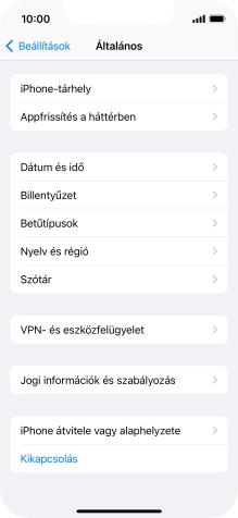 Válaszd az „iPhone átvitele vagy alaphelyzete” lehetőséget.