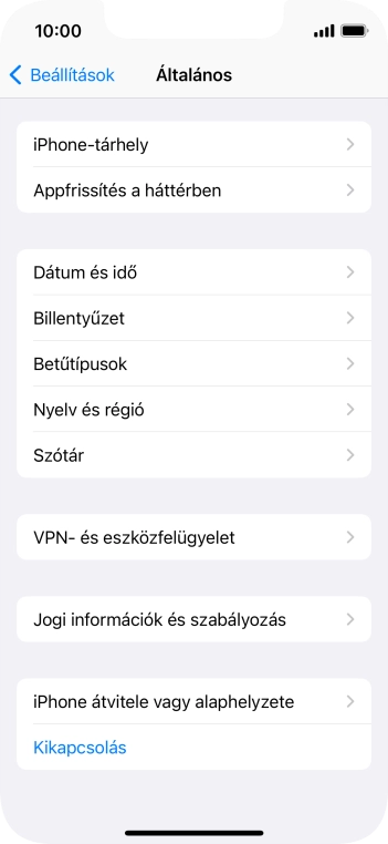 Válaszd az „iPhone átvitele vagy alaphelyzete” lehetőséget.