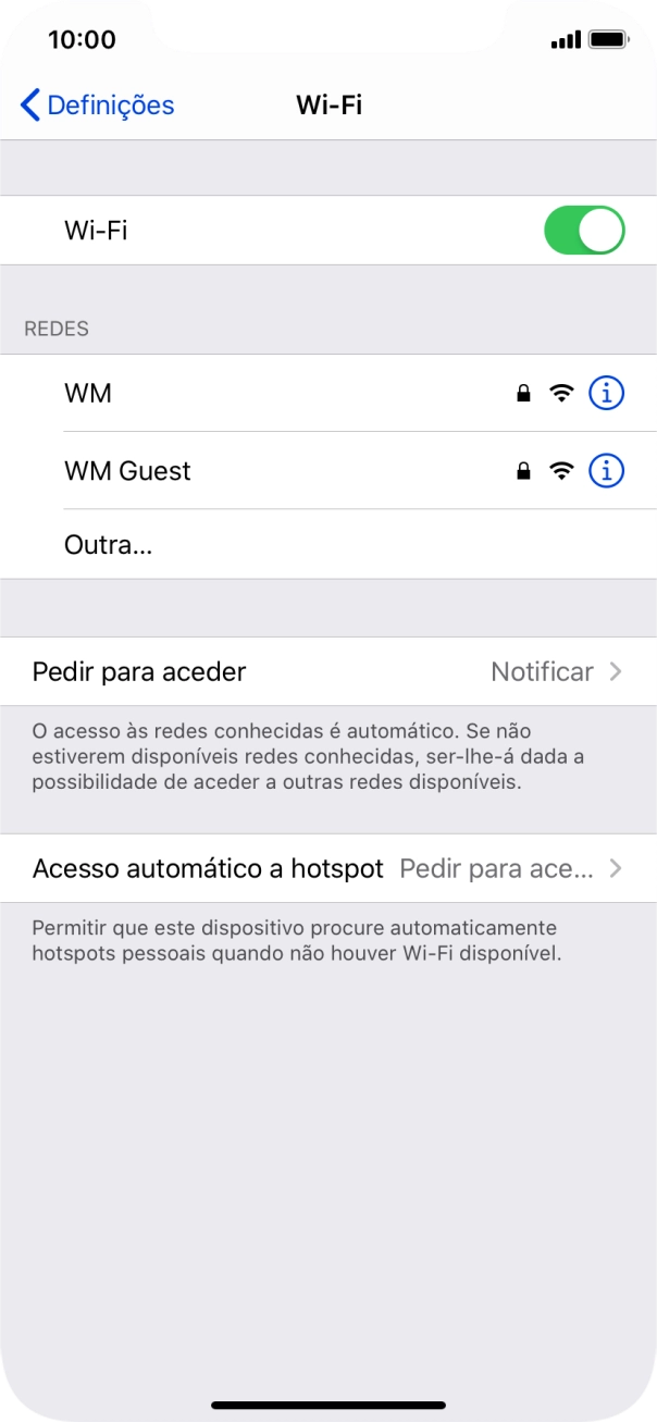 Prima a rede Wi-Fi pretendida e introduza a password da rede Wi-Fi.