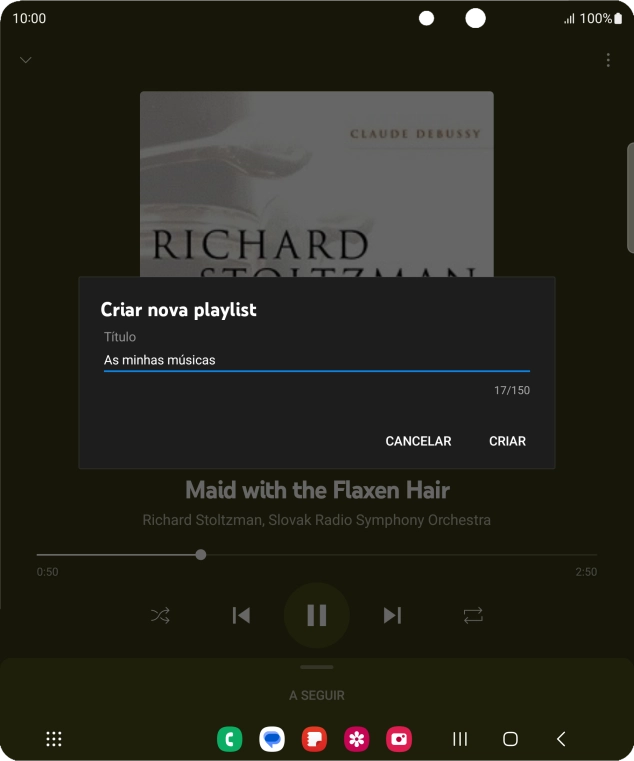 Introduza o nome pretendido para a lista de reprodução e prima CRIAR.