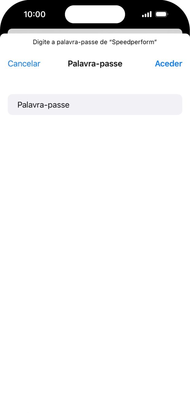 Introduza a password da rede Wi-Fi e prima Aceder.