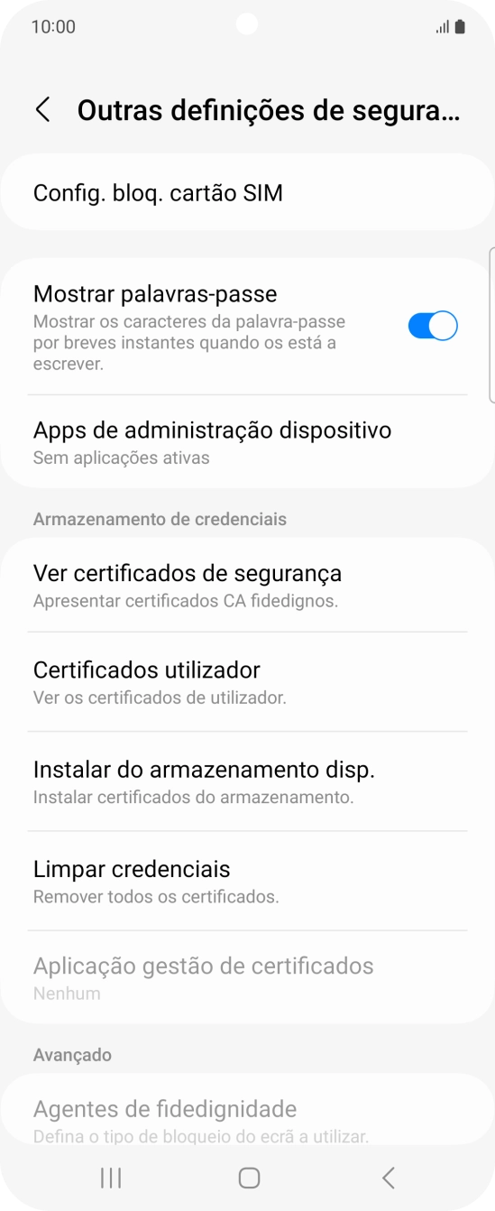 Prima Config. bloq. cartão SIM.