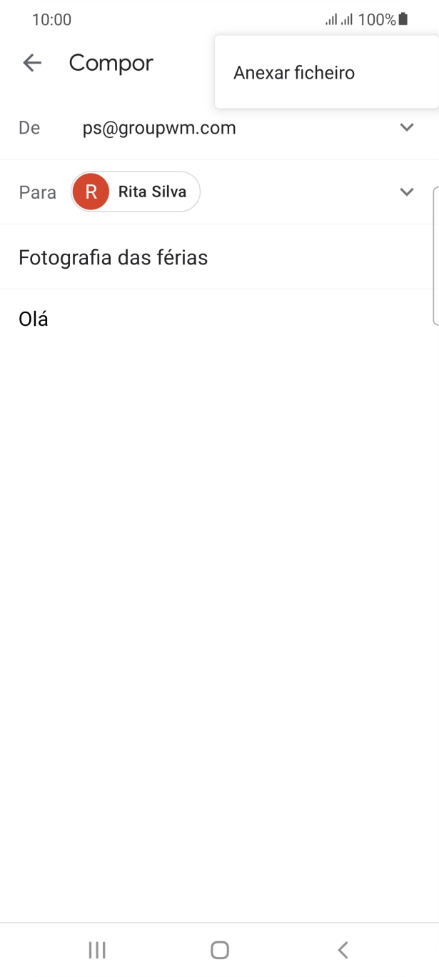 Prima Anexar ficheiro e vá até à pasta pretendida.