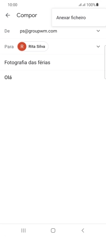 Prima Anexar ficheiro e vá até à pasta pretendida.