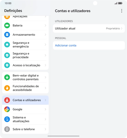 Prima Adicionar conta.