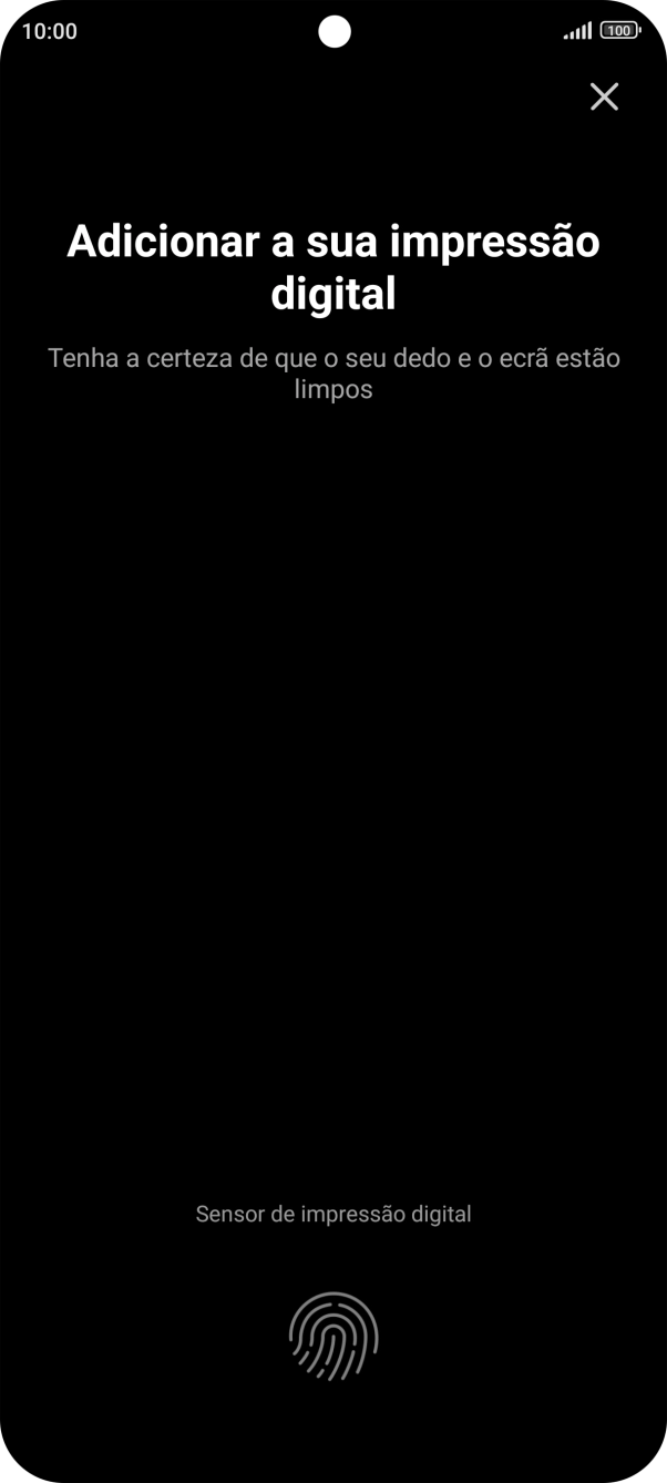 Siga as indicações no ecrã para definir a impressão digital como código de bloqueio.