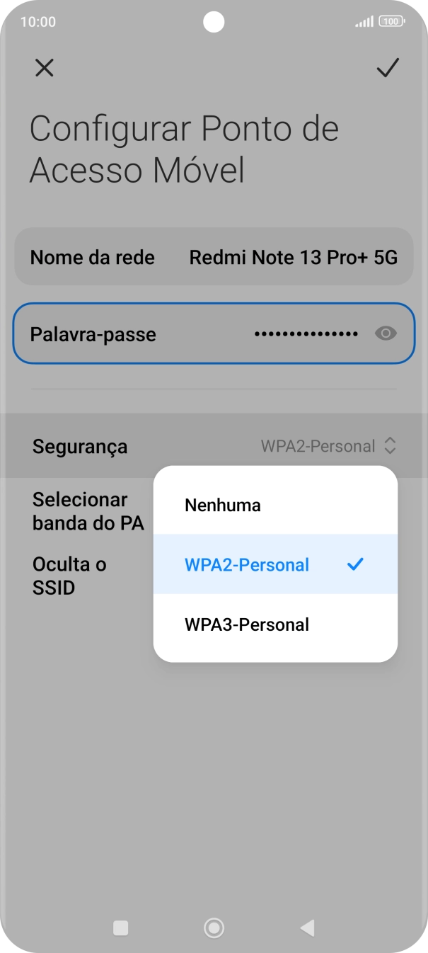Prima WPA3-Personal para proteger o hotspot Wi-Fi com uma password.