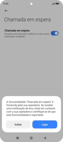 Se ativar a função, prima Ligar.