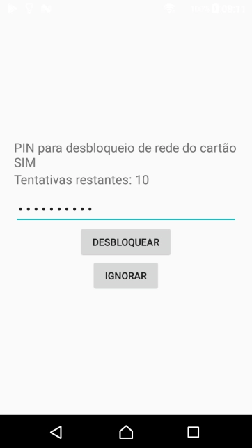 Introduza o código de desbloqueio e prima DESBLOQUEAR.
