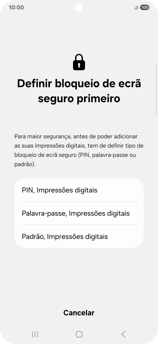 Prima o código de bloqueio do telefone pretendido e siga as indicações no ecrã para estabelecer um código de bloqueio adicional.