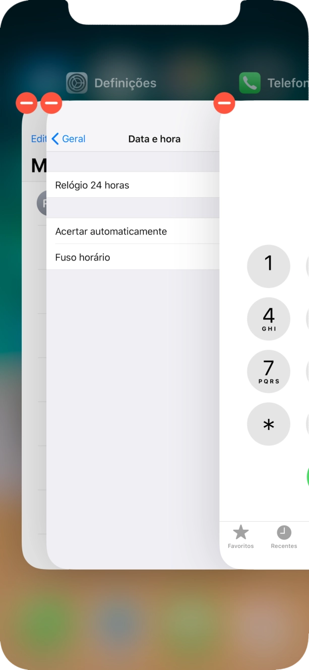 Para terminar o programa, prima o ícone para terminar junto da aplicação pretendida.