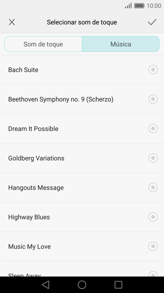 Prima os tons de toque pretendidos para os ouvir.