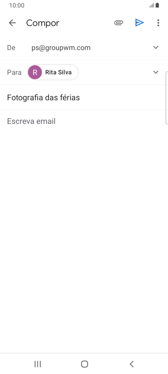 Prima o campo de escrita e escreva o texto do e-mail.