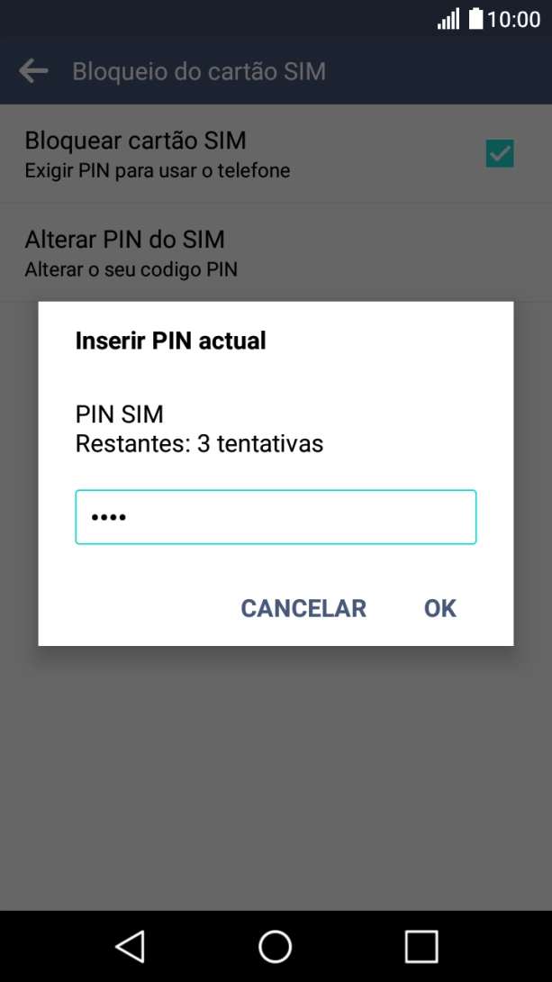 Introduza o seu código PIN e prima OK.
