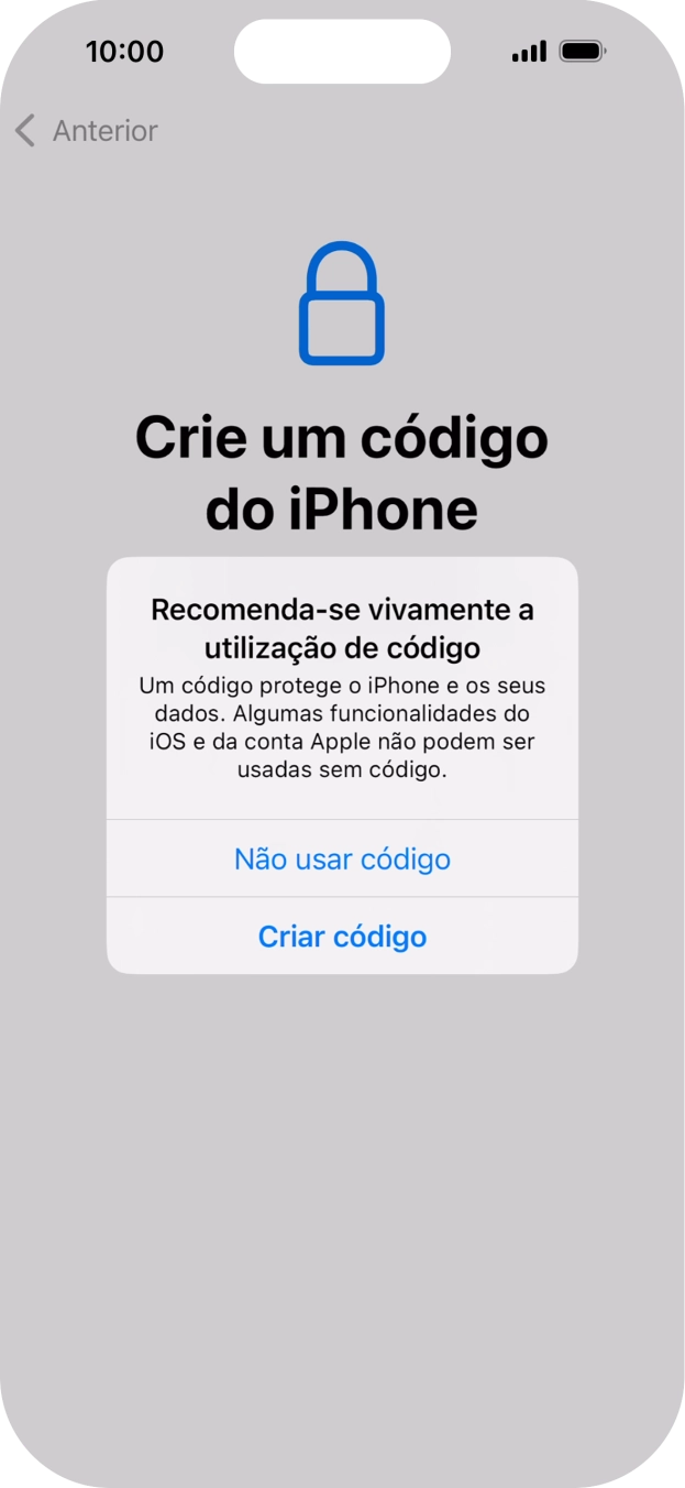 Se desativar a função, prima Não usar código.