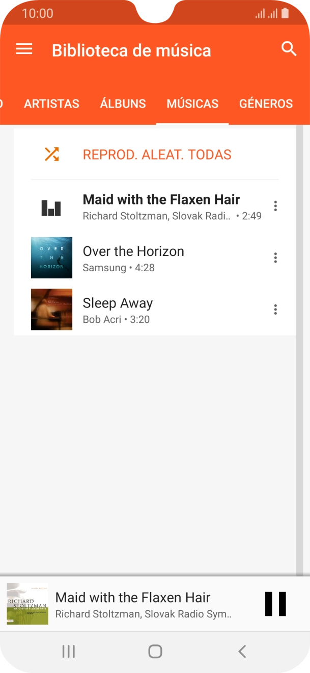 Prima o título da música na parte inferior do ecrã.