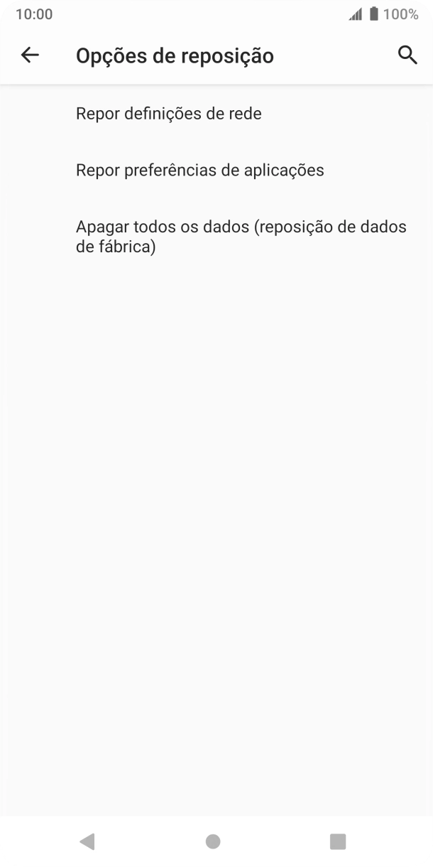 Prima Apagar todos os dados (reposição de dados de fábrica).