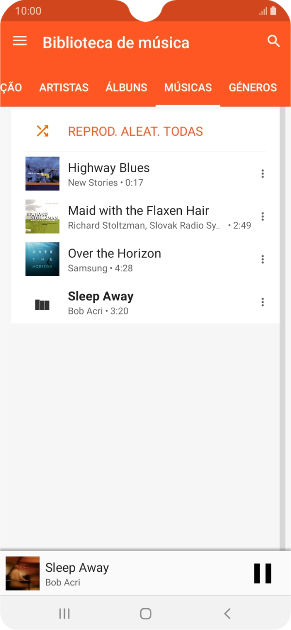 Prima o título da música na parte inferior do ecrã.