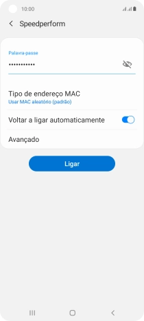 Introduza a password da rede Wi-Fi e prima Ligar.