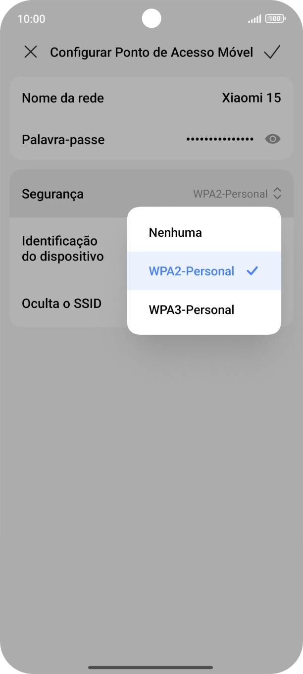 Prima WPA3-Personal para proteger o hotspot Wi-Fi com uma password.