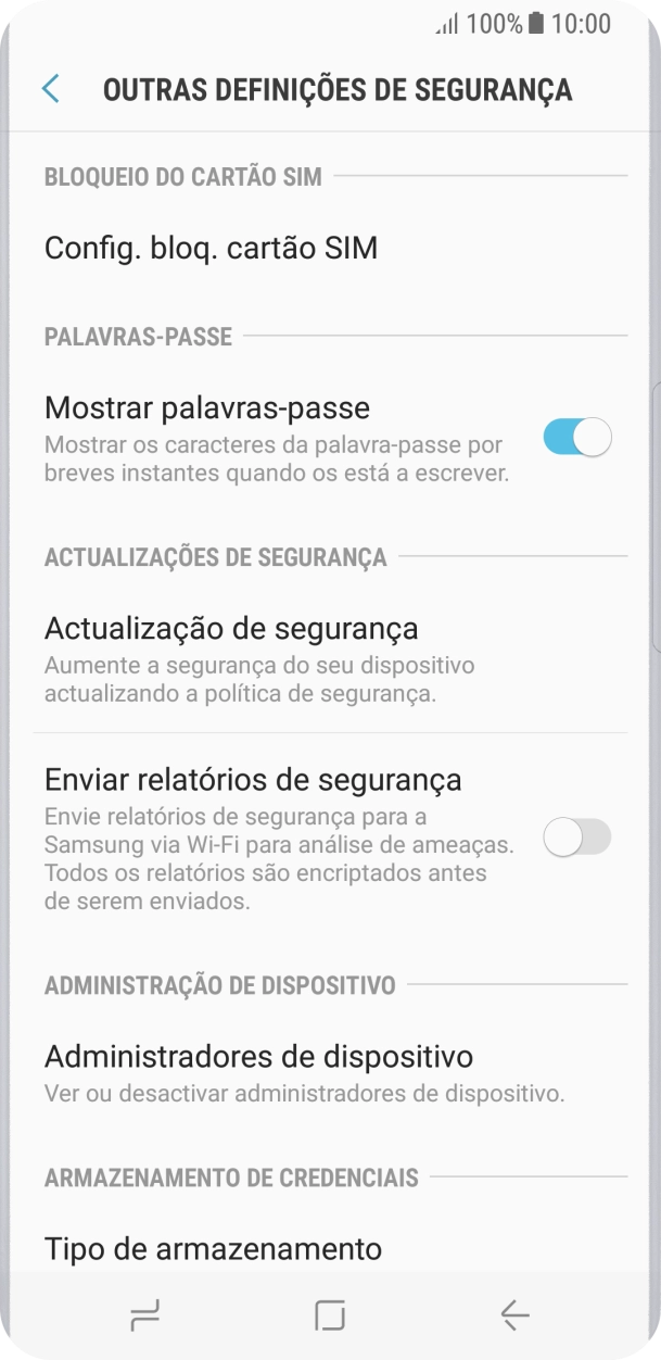 Prima Config. bloq. cartão SIM.