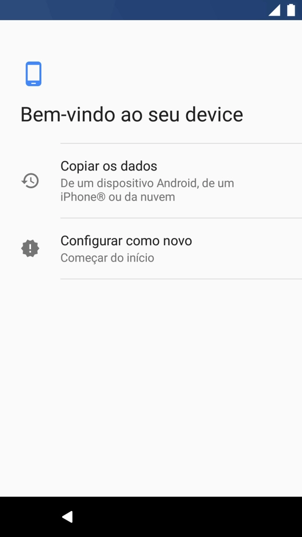 É possível transferir conteúdo de outro telefone quando o telefone for ativado antes da primeira utilização e quando o telefone tiver sido reiniciado. Quando esta imagem for mostrada no ecrã, o telefone está pronto para transferir conteúdo de outro telefone.