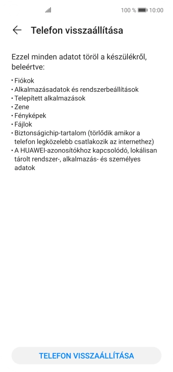 Válaszd a TELEFON VISSZAÁLLÍTÁSA lehetőséget.