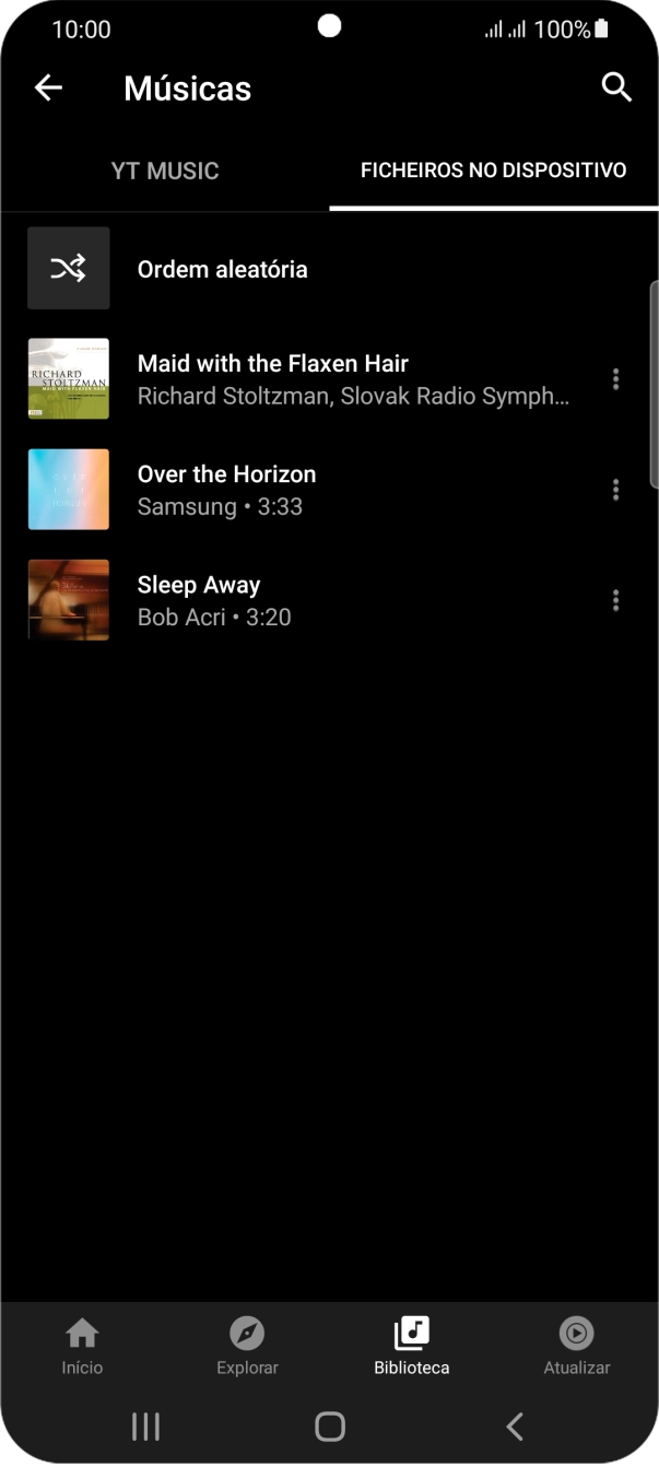 Prima o ficheiro de música pretendido.