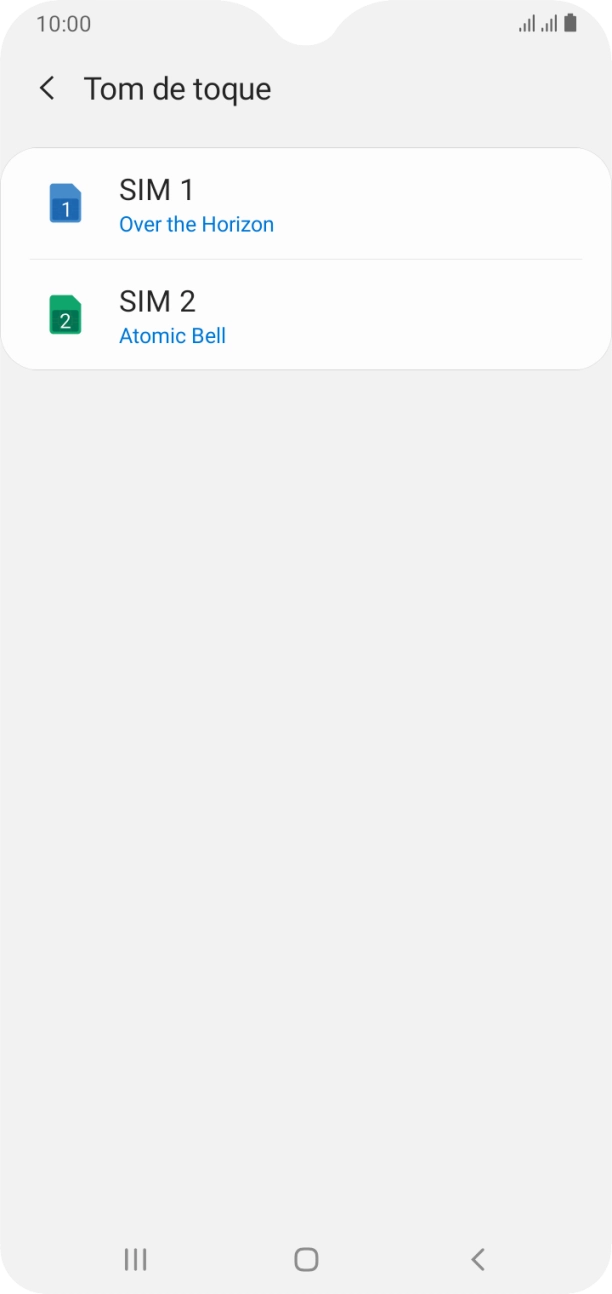 Prima o cartão SIM pretendido.
