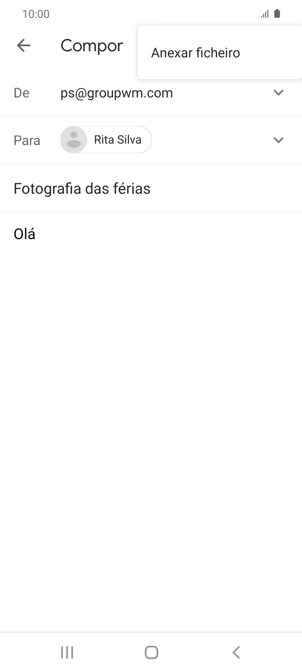 Prima Anexar ficheiro e vá até à pasta pretendida.