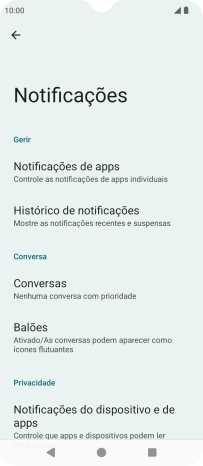 Prima Notificações de apps.