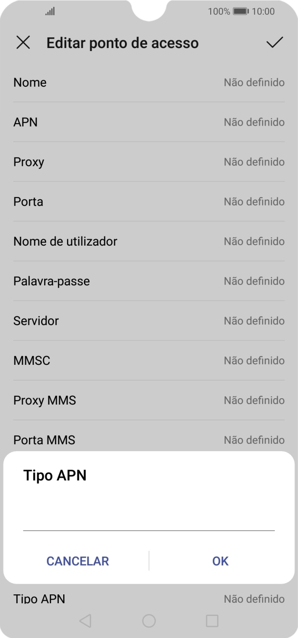 Introduza default e prima OK.